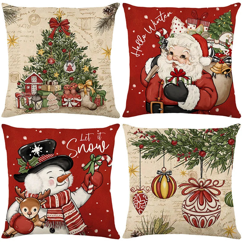 45Cm Christmas Cushion Cover Pillowcase 2025 Christmas Decorations for Home Ornament Xmas New Year Christmas Decor 2026 Noel