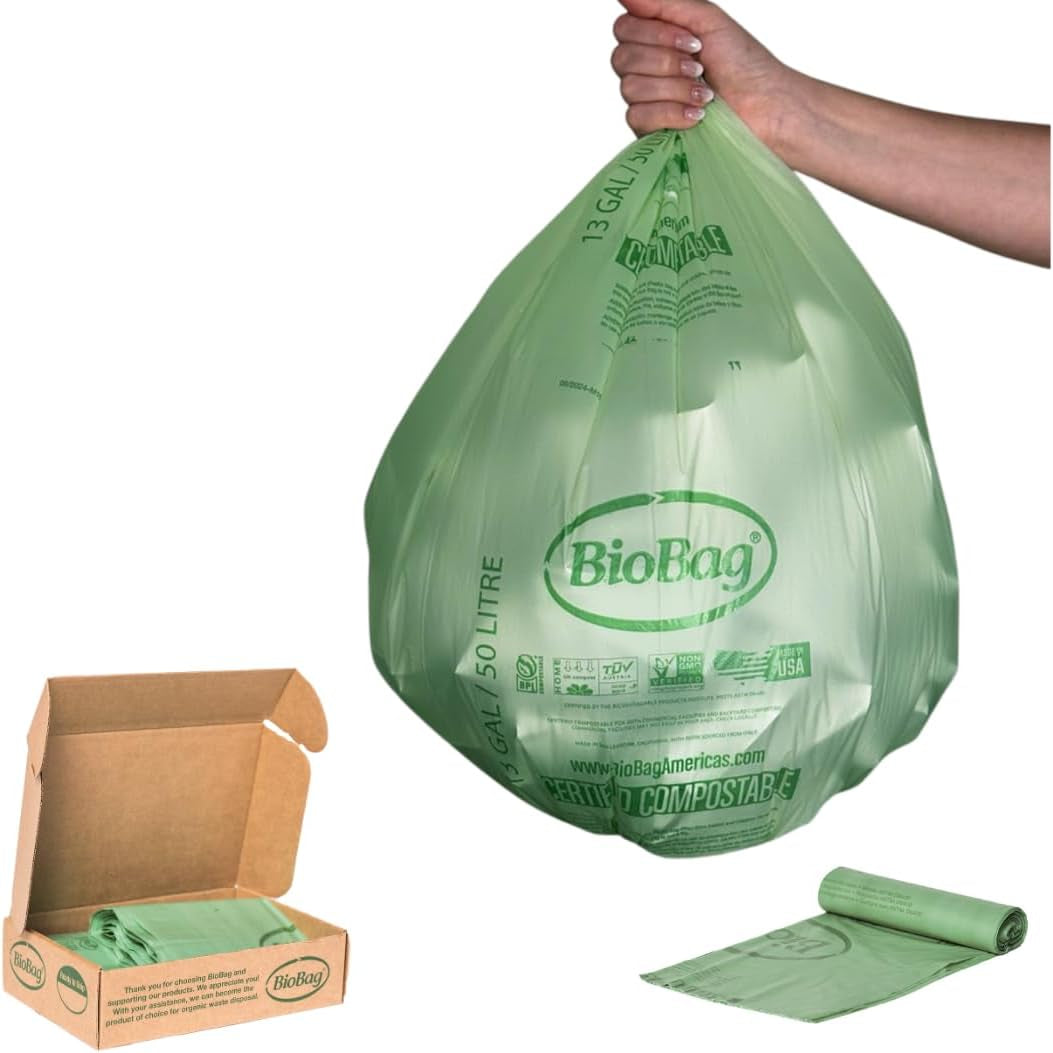 13 Gallon Tall Kitchen Compostable Bags by , 48 Count, BPI Certified, Meets ASTM D6400 Standards, Made in USA, Food Scrap Bin Liners