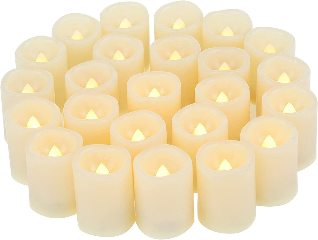 Flickering Battery Operated Flameless Votive LED Candles White 24 Pack