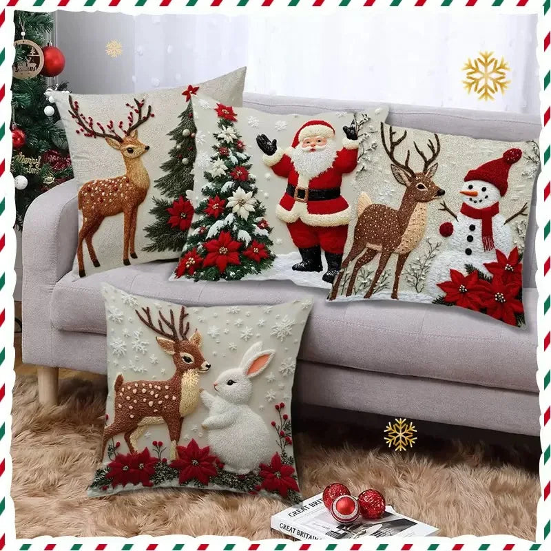 45Cm Christmas Cushion Cover Pillowcase 2025 Christmas Decorations for Home Ornament Xmas New Year Christmas Decor 2026 Noel