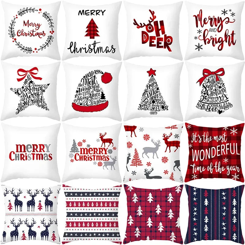 45Cm Christmas Cushion Cover Pillowcase 2025 Christmas Decorations for Home Ornament Xmas New Year Christmas Decor 2026 Noel