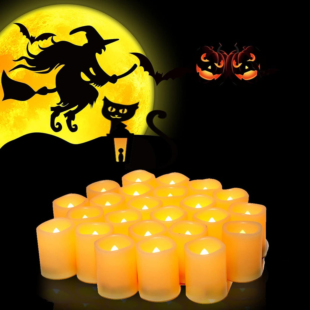 Flickering Battery Operated Flameless Votive LED Candles White 24 Pack
